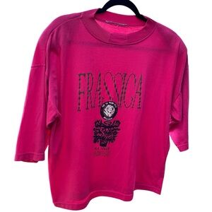 Fushia Elbow Length Sleeve Sweatshirt “Frassica” Graphic Shoulder Pads